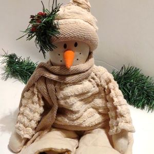 SNOWMAN DOLL COTTON  Burlap Chenile Small